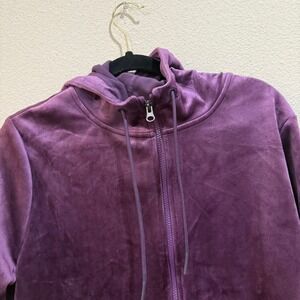 Time and‎ Tru Purple Velour Full Zip Hoodie Jacket Womens XL